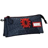 Portatodo plano para lápices KARACTERMANIA Spiderman Sign-Estuche Portatodo Triple HS, Negro