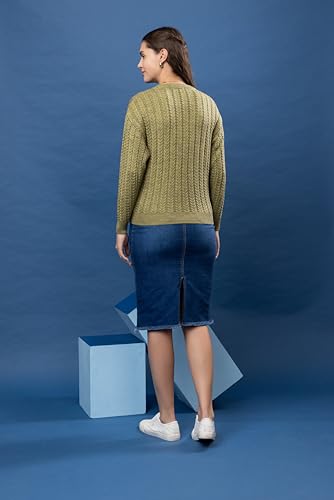 Image of Wear lusso Women's Woolen Cable Knit Pullover Sweater | Full Sleeve Round Neck Winter Wear | 100% Wool Soft & Warm Stylish Sweater for Girls, Ladies & Women | Cozy Casual Winter Fashion