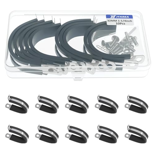 JTAREA 32MM Colliers de Serrage en Acier Inoxydable P Clips de Serrage en Caoutchouc 1-1/4
