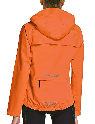 BALEAF Women's Cycling Jackets Hooded Running Biking Raincoat Windbreaker Waterproof Windproof Packable Lightweight Orange Size M