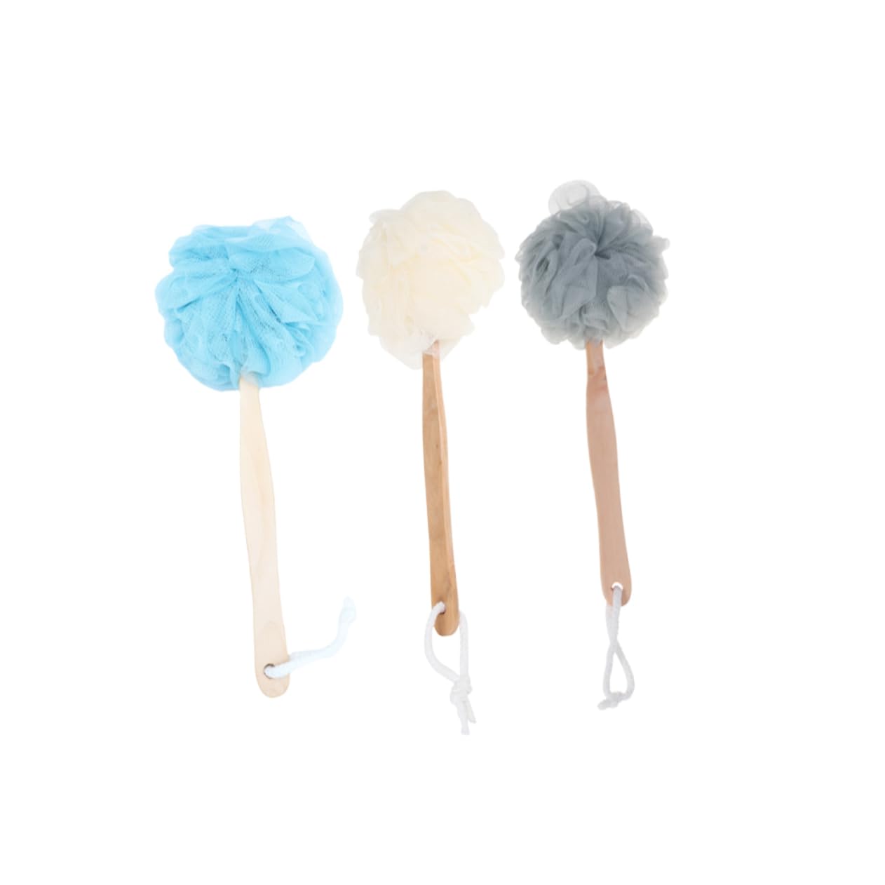 PACKOVE 3 Piezas Toalla de baño de bola de baño ducha cepillo de esponja de lufa espuma cuerpo fregar accesorios para el baño bath mango largo bolas de baño Bambú