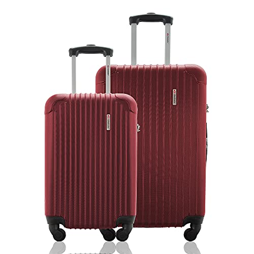 Kit Conjunto 2 Malas de Viagem Bordo 10kg e Média Despachada 23kg Rígida Rodas 360º Cadeado Segredo Gladiador A2PM Cereja