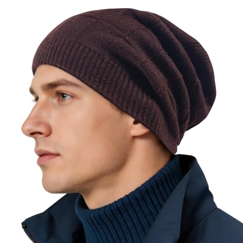 Sauoeo Winter Knitted Beanie Hat Women Men Warm Lined Ski Skull Cap Brown - image 7