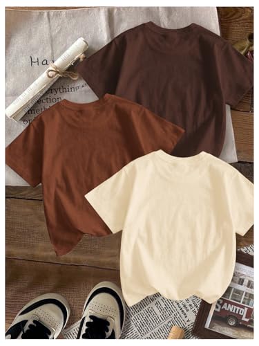 Image of RoseSeek Girl's Shirts 3 Packs Star Butterfly Graphic Tees Crew Neck Short Sleeve T Shirt Casual Tops
