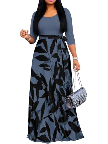 Image of PinkPatty Women's Print Maxi Dress 3 /4 Sleeve Flowy Long Dress
