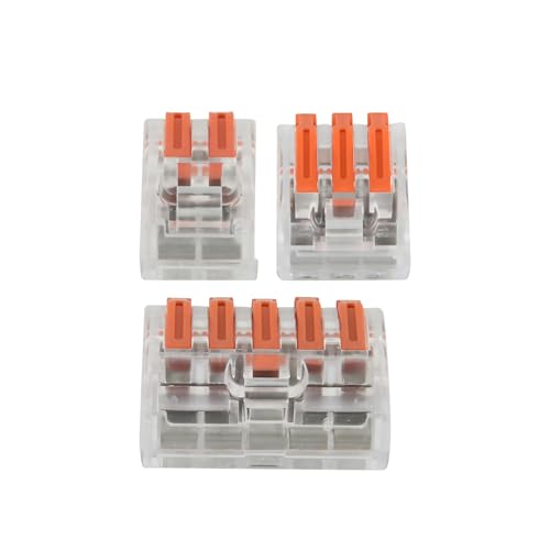 Electraline Terminalblock-Set mit 45 Klemmen: 20x2-polig, 15x3-polig, 10x5-polig, durchsichtig, Kunststoff, Freihängend