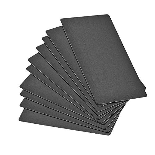 sourcing map 10 Stück Leere Metall Karten 100x50x0.5mm, Schwarz Metallkarte Aluminium Platte, DIY Lasergravur Rohlinge Tag für Klingelschild Visitenkarten Namensschilder Briefkasten Türschilder