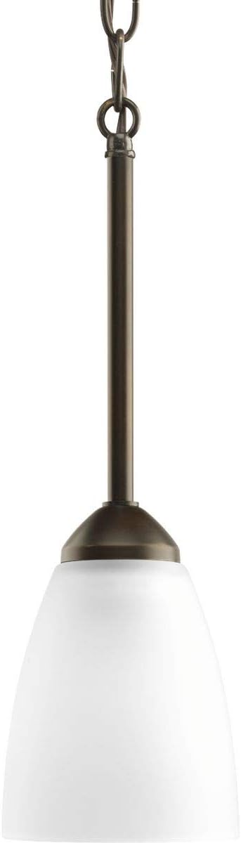 Progress Lighting Gather Collection 1-Light Etched Glass Traditional Mini-Pendant Light Antique Bronze