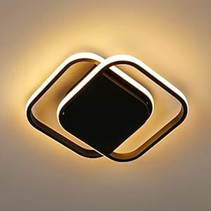 Plafonnier LED, 30W 2550LM Luminaire Plafonnier carré Moderne, pour Salon, Couloir, Cuisine, Chambre Lampe de Plafond Blanc Chaud 3000K (34CM, Noir)