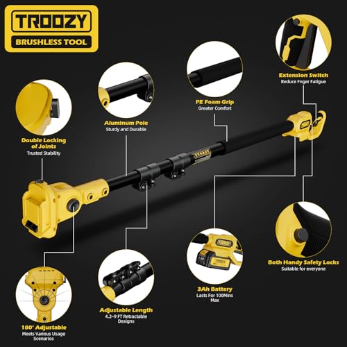 Troozy CH93YE1 Cordless Pole Saw & Mini Chainsaw 2-In-1, 21V 3Ah Battery Powered 6 Inch Brushless Electric Rotatable Pole Saw thumb #7