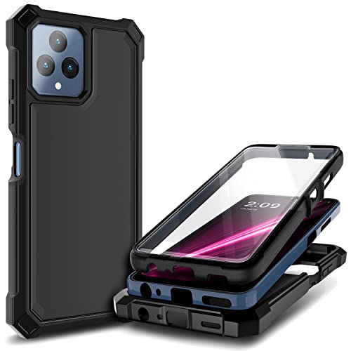 NZND Designed for T-Mobile REVVL 6 5G / REVVL 6X 5G Phone Case with [Built-in Screen Protector], Full-Body Shockproof Protective Rugged Bumper Cover (Black)