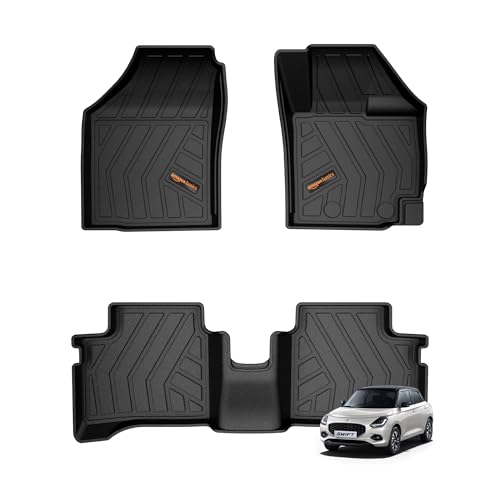 Image of Amazon Basics - 5D Car Floor Mats for Swift Facelift (May 2024-Present, Black) | Custom Fit | All-Weather Protection| TPE