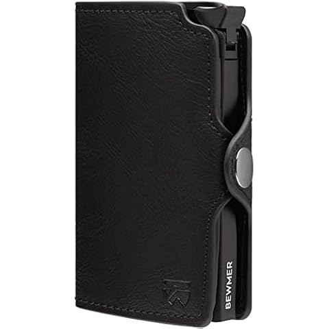 BEWMER Cartera Tarjetero 1 con Protección RFID y Pinza de Fibra de Carbono Cover