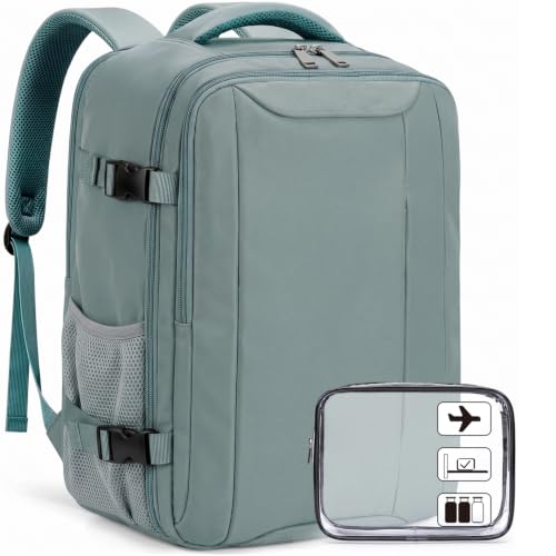 Image of Xkdoai for Ryanair Cabin Bags 40x20x25, Travel Backpack with TSA Approved Clear Bag, Travel Bag Underseat Carry-ons Hand Luggage Bag for Travelling Casual Daypack for Ryan Air Plane, Green, 40x20x25cm