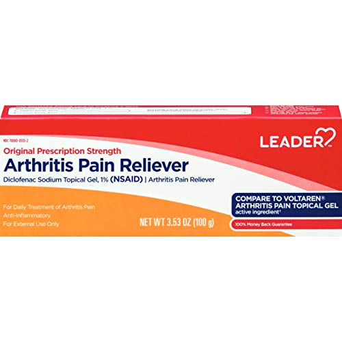 Leader Diclofenac Sodium Topical Arthritis Pain Relief Gel Tube, Powerful Anti-Inflammatory Gel (Compare to Voltaren), 3.53 Ounce, Pack of 2