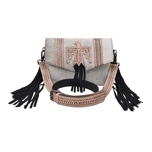 Hand Tooled Fashion Hippie Suede Fringe Tassel Messenger Bag for Women Hobo Vintage Shoulder Bags Crossbody Handbag
