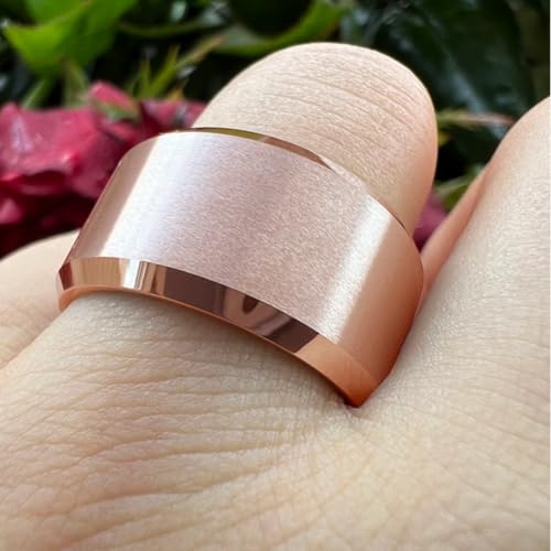 10mm 12mm Mens Big Finger Ring Tungsten Carbide Cool Engagement Wedding Wide Band Beveled Satin Finish Unique Jewelry BeveComfort Fit2