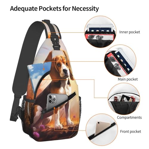 Nerdy Beagle Pattern Crossbody Bag - Lightweight Casual Travel Shoulder Bag3