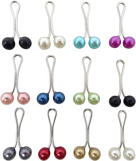 Cute Hijab Pins Crystal Rhinestone Ball Pearl Brooch Pins Headscarf Shawl Scarf Muslim Hijab Scarf Clips Safety Pins Buttons Wedding Dress Decorative (6, Multi)