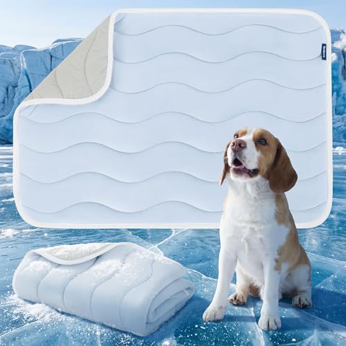 Bedsure Cooling Dog Mat 35x23, Breathable, Washable, Blue