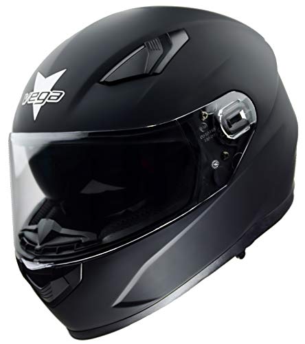 Vega Helmets - 51000-053 Ultra Max Street Motorcycle Helmet w/Sunshield Bluetooth Compat Unisex-Adult Full Face powersports (Matte Black, MD)