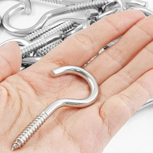 HABNI 8 Stück Schraubhaken, Deckenhaken Edelstahl,M8x100mm, Schraubhaken Groß, Haken zum Schrauben, Geeignet für Hängematten, Markisen, Hängesessel, Schaukelstühle, Festkabel, Blumenampel