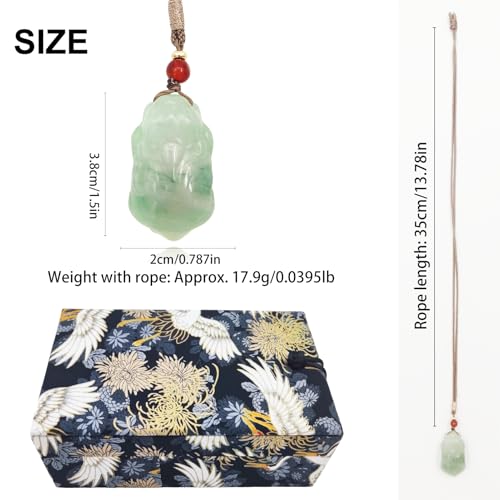 Handmade Natural Jade Stone Pendant Necklace – Healing Jewelry with Chakra Energy, Attract Wealth, Luck & Health, Spiritual Unisex Gift for Prosperity (Good Luck Pixiu)3