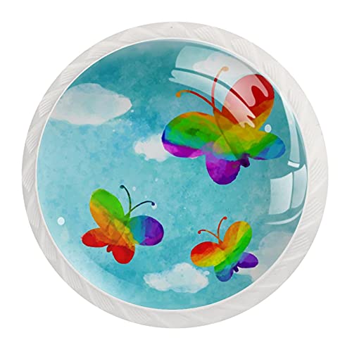 Boutons d'armoires ronds papillon lgbt fierté multicolore - 3