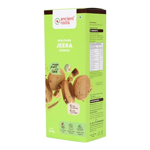 Ancient Roots Jeera Cookies - 150g / Biscuits (16-18 Pcs) / For Delicious Healthy Snacks/Best Paired with Tea & Coffee, No Maida, No Sugar, No Palm Oil / 100% Butter & Jaggery... - Image 2
