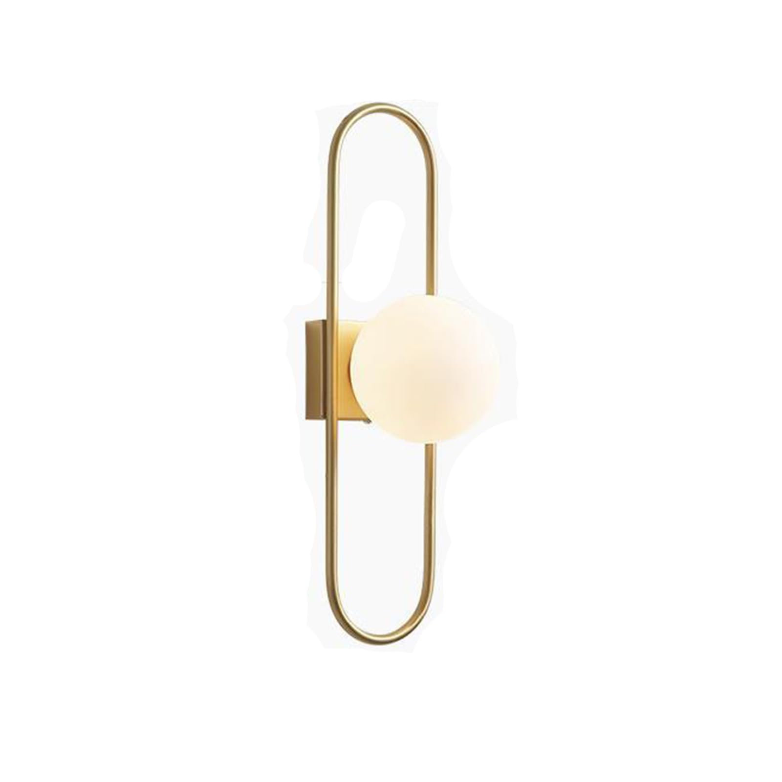 NICRX Aplique de pared con bola de cristal blanco de 45 cm, globo de cristal blanco con base dorada de latón, lámpara de pared para mesita de noche (Oro)