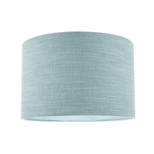 Contemporary Bobbled and Textured Linen Fabric Lamp Shade in Light Duck Egg Blue | 30cm x 20cm | for Ceiling Pendant or Lamp Base by Happy Homewares