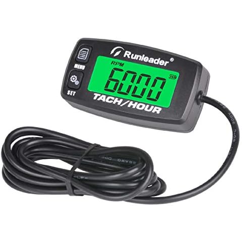 Runleader Digitaler Drehzahlmesser, Drehzahlmesser, Hintergrundbeleuchtung, Batterie wiederaufladbar für ZTR Rasenmäher Wechselrichter Generator Luftkompressor Schneefräse Motorrad(032C-BK) Cover