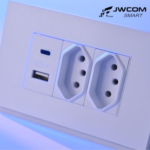 Tomada De Parede Duo com 1 USB e mais USB Tipo-C JWCOM SMART