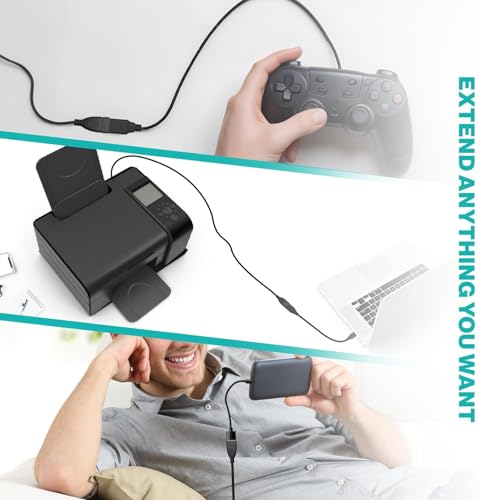 Image of USB Extender, USB 2.0 Extension Cable Male to Female USB Cable High-Speed Data Transfer Compatible with Keyboard, Mouse, Hard Drive, Xbox, Laptop /PC /Mac /Printer, 1.5M (Black)