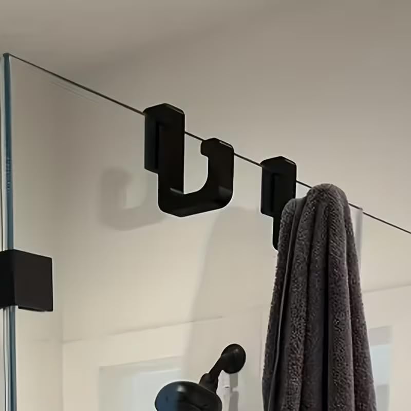 2PCS Black Bathroom Hook,Suitable for Towels,Clothes.Made of Stainless Steel.Suitable for Bathrooms,Kitchens and Home Organization.No Installation Required.Easy and Quick to Use.