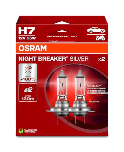 OSRAM NIGHT BREAKER® SILVER, H7, halogen headlight lamps, Hanging folding box (2 lamps)