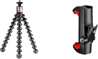 JOBYJoby JB01505-BWW GorillaPod 325 Tripod for Camera - Black/Charcoal,11.44Oz & Manfrotto - MCPIXI Universal Smartphone Clamp, Pro Version,BlackManfrotto