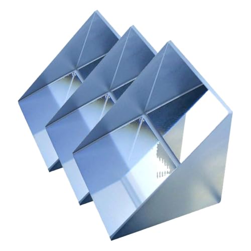 Image of 25 mm Glass Right Angle Triangle Prism, Coated Reflecting Prism, Right Angle Prism Mirror, Component for Precision Optical Instruments (Pack of 3)