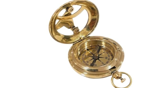Brújula náutica de latón con reloj de sol para camping y senderismo, regalo náutico para niña/niño/mamá/papá