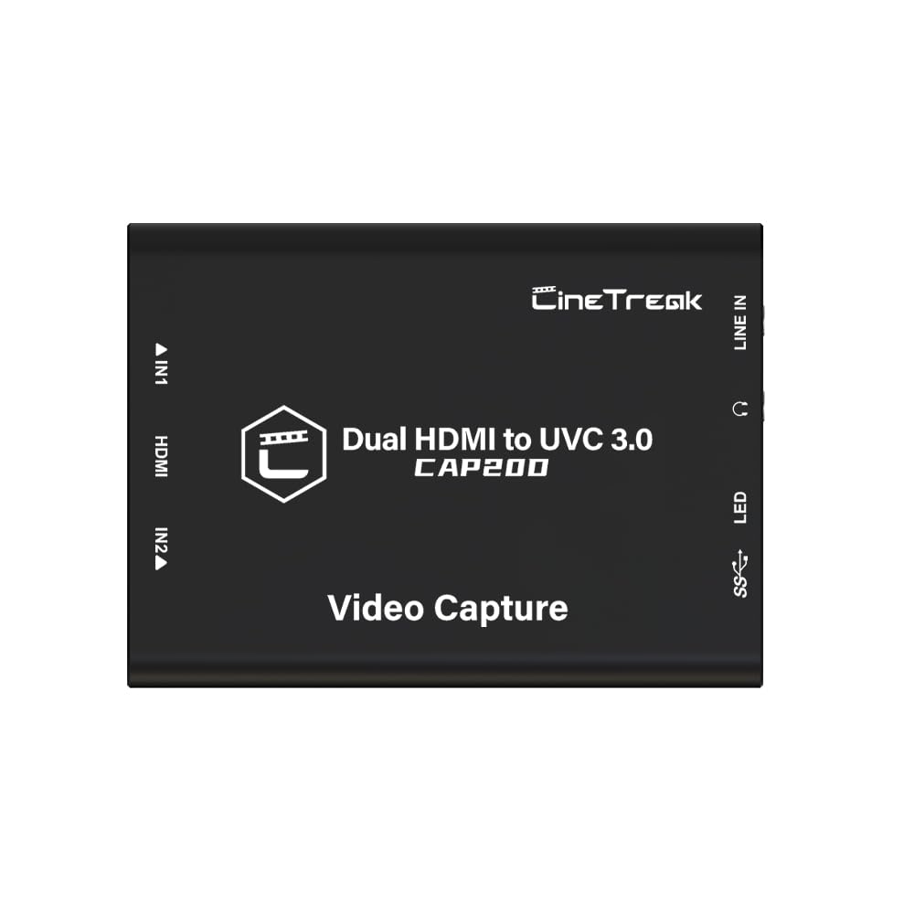 CINETREAK Dual HDMI Input to USB 3.0 Capture Card for livestreaming, 1080p60 Uncompressed Video Capture,3D Lut Output,Chroma Key,PS5/PS4/OBS/PC