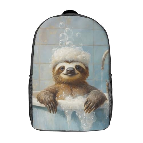 LMYmoney Mochila con estampado 3D de perezoso bañándose, mochila escolar para niños, mochila de viaje de alta capacidad, mochilas para libros, mochila para niños de 17 pulgadas