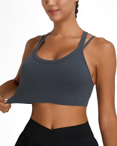 Image of Sports Bras for Women HIigh Support, Criss-Cross Back Padded Strappy High Impact Sports Bras for Women Large Bust