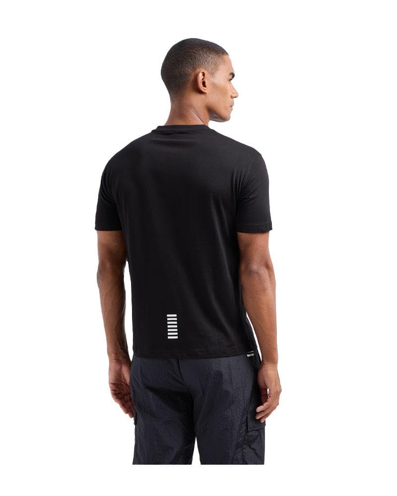 EA7 Hombre Camiseta con Logo En El Pecho, Black/Gold