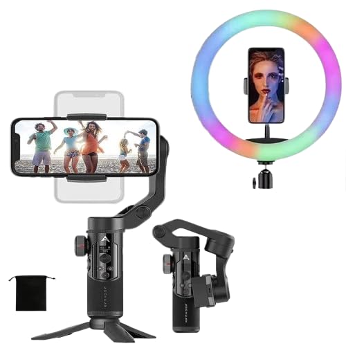 Image of Raptas SXR 3-Axis Handheld Smartphone Gimbal Foldable Pocket Size Stabilizer VLOG Video GimbalRing Lamp RGB Fill Light Small Bracket for Mobile Phone Live Streaming Video
