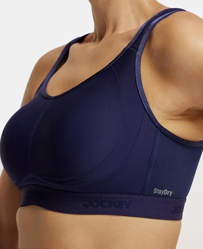 Image of Jockey MI11 Women Wirefree Non Padded Microfiber Elastane Stretch Full Coverage Active Sports Bra with StayDry Treatment