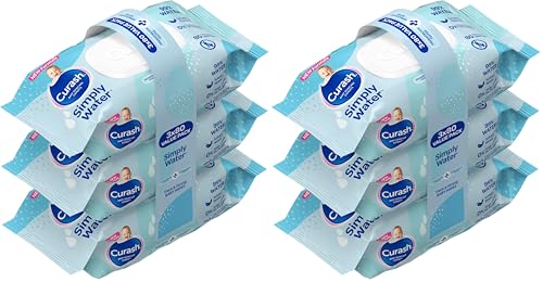 Curash Simply Water Baby Wipes, 3x160 Pack, Thick and Soft Texture, 99% Water With No Soap, Alcohol or Parabens, Suitable for Newborns, Everyday Cleansing and Nappy Changes, 240 Wipes