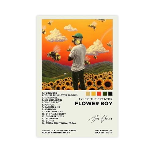 GFSSOWMA Tyler, The Creator Flower Boy Album Poster Canvas Poster Wall Art Decor Print Picture Paintings for Living Room Bedroom Decoration Unframe-style Unframe-style12x18inch(30x45cm)
