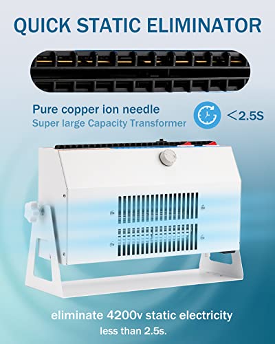 Image of Ionizing Air Blower Static Eliminator, Anti Static Ionizer Fan with Dual-Purpose Bracket, Industrial Esd Ionizer Fan for Widely Use (110V 60Hz)
