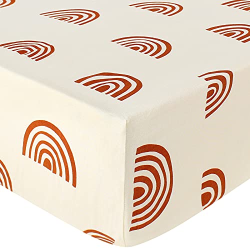 Image of LifeTree Muslin Fitted Crib Sheets Viscose from Bamboo Cotton Baby Crib Sheets for Standard Crib Mattress (28 X 52 Inches), Soft and Breathable for Boy, Girl (Rainbow)