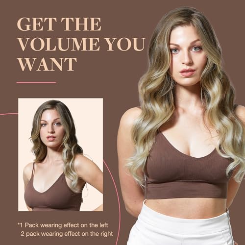Image of GOO GOO Clip in Hair Extensions Real Human Hair, 22inch 120g 7Pcs, 9 /60 Balayage Ash Brown to Platinum Blonde, Remy Human Hair Extensions Clip ins for Women, Natural Human Hair